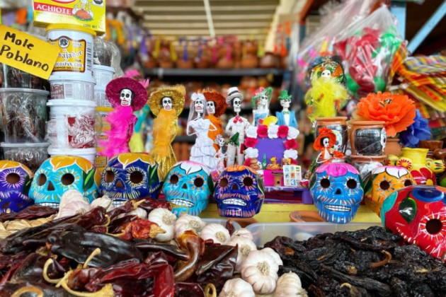 Colorful skulls on display for Day of The Dead