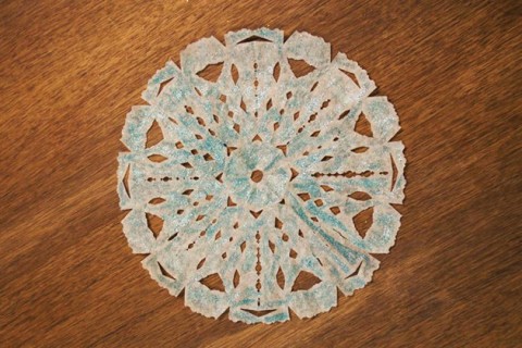 Homemade snowflake made from paper.
